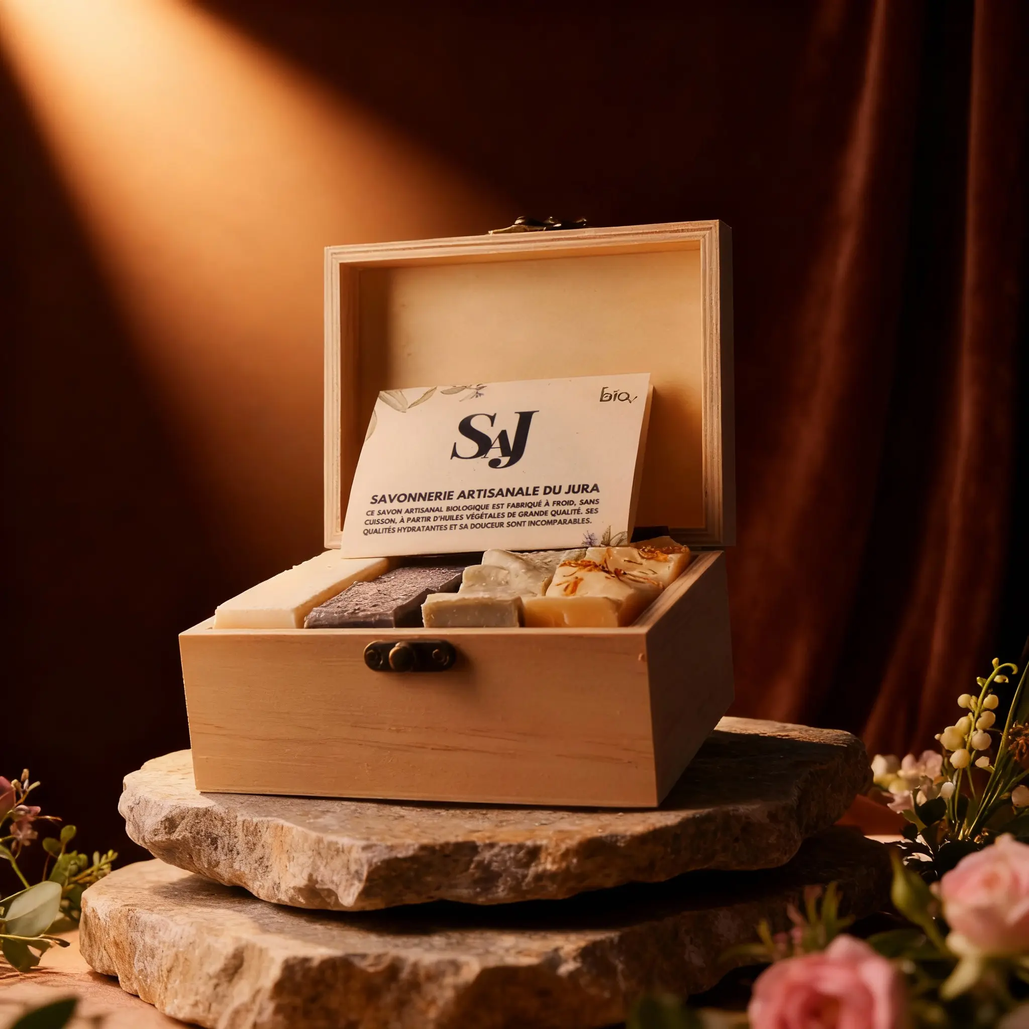 Le Coffret <i>- 4 Savons Saponifiés à Froid</i> 1 Le Coffret Cadeau - Savonnerie Artisanale du Jura